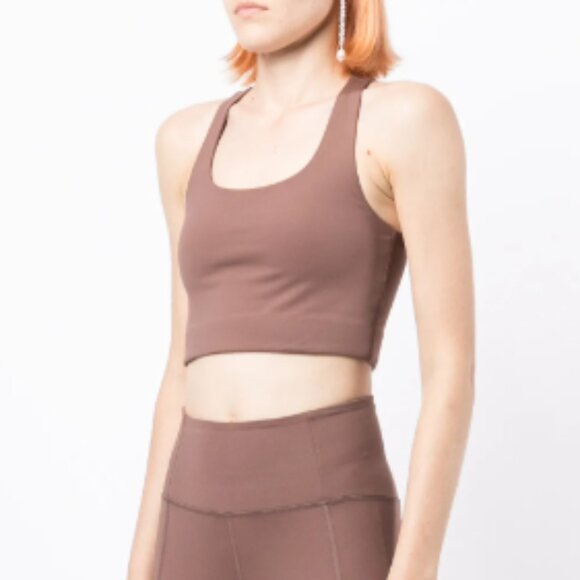 Girlfriend Collective Paloma Longline Sports Bra Tan/Mauve Size S - Picture 1 of 8